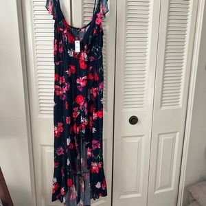 Long Dress with ruffled  bottom ' slit in front